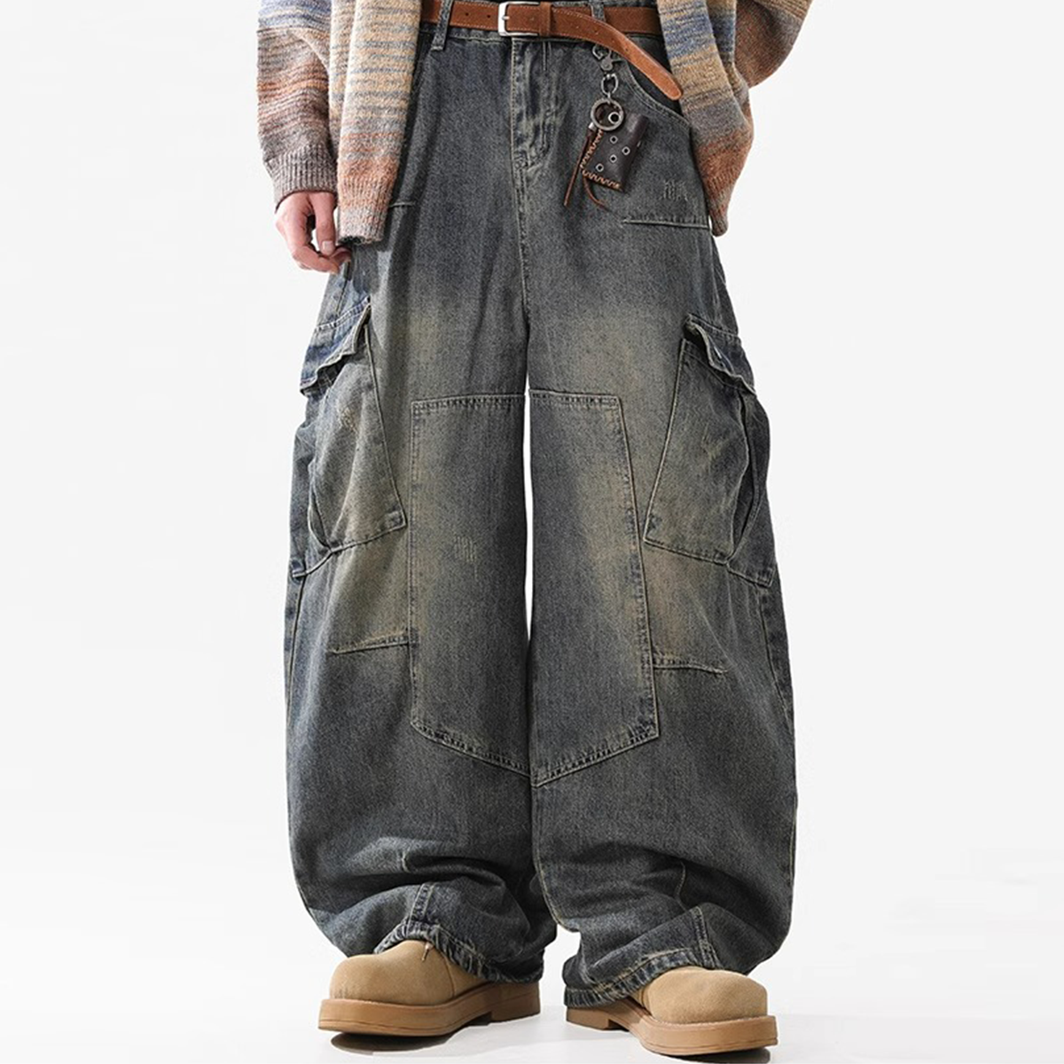 NOVA Multi-Pocket Washed Vintage baggy Jean